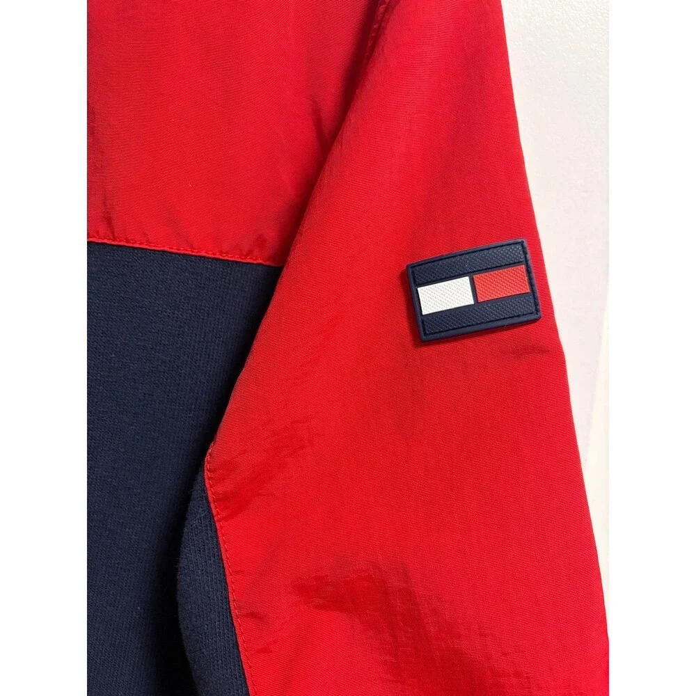 Tommy‎ Hilfiger jacket fleece lined red blue color block  medium